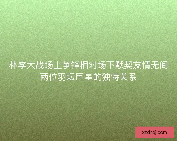 林李大战场上争锋相对场下默契友情无间两位羽坛巨星的独特关系